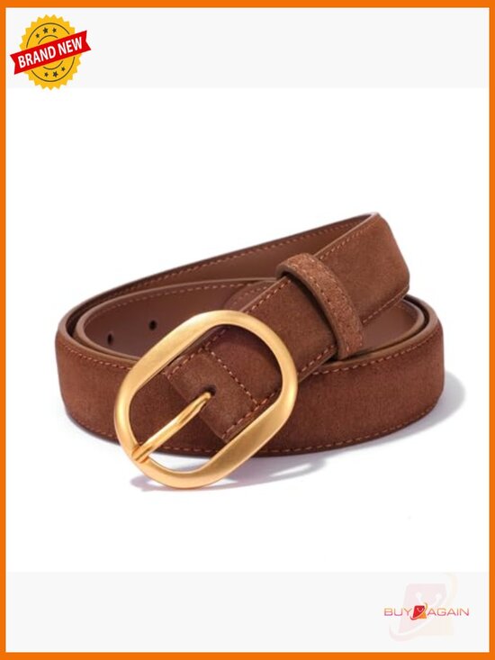 Genuine Leather Suede Belt Gold Buckle Casual Dress Jeans Lady main image 7